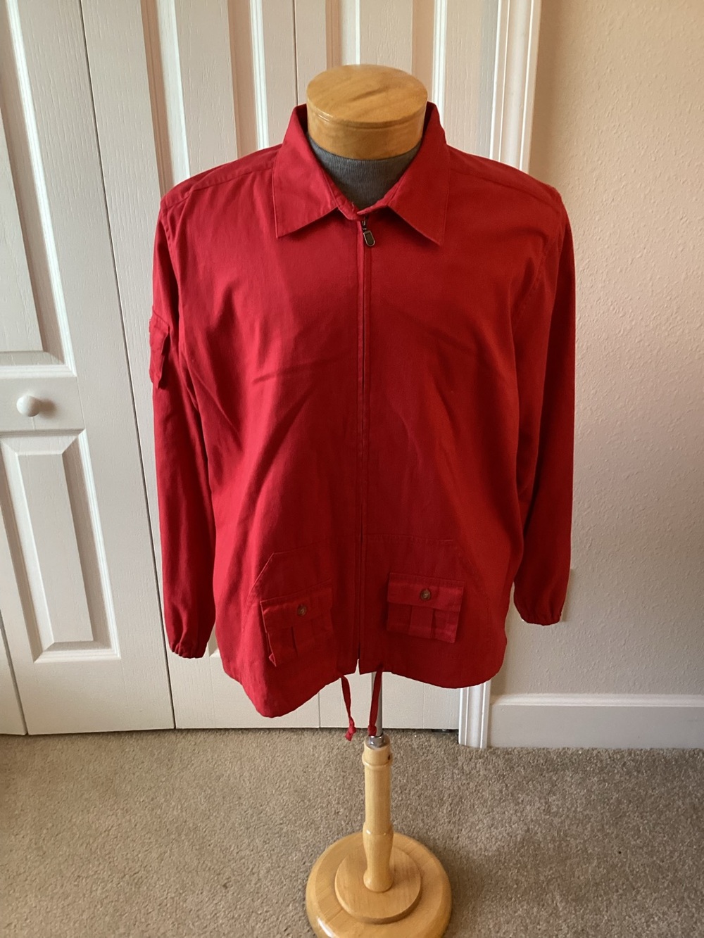 C.J. Banks Red Full Zip Drawstring Waist Collared Cotton Jacket Size 1X